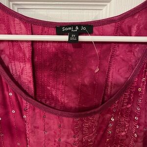 Sami & Jo Plus Size Fuchsia Sequin Blouse